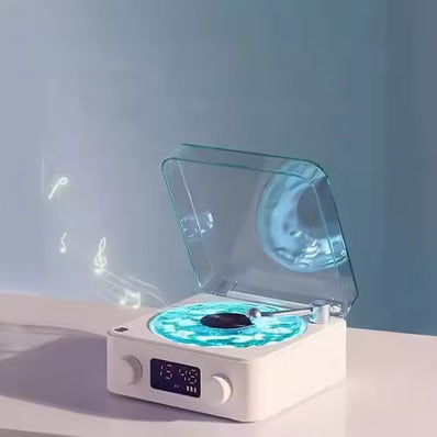 The Waves Vinyl Player Bluetooth Speaker White Noise Retro Turntable Speaker Sleep Aid Vitrola Shaped Speaker with RGB Light