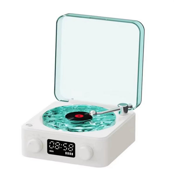 The Waves Vinyl Player Bluetooth Speaker White Noise Retro Turntable Speaker Sleep Aid Vitrola Shaped Speaker with RGB Light